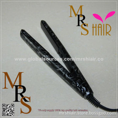 Mini hair straightening irons professional titanium ceramic flat electronic heating plate